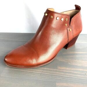 Franco Sarto Geneva Studded Ankle Boots Women Size 8 British Tan Leather Boho